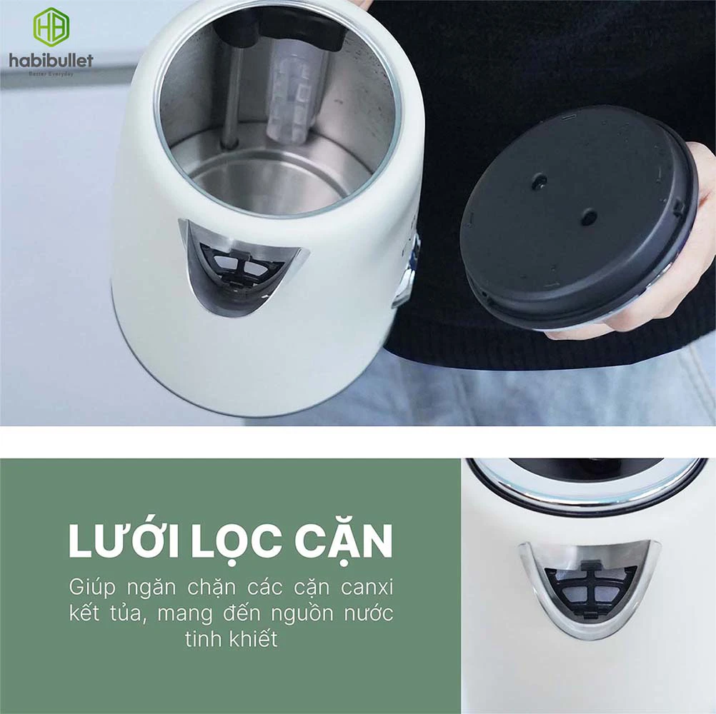 Habibullet KHB2286 PRO có lưới lọc cặn giúp lọc bã trà